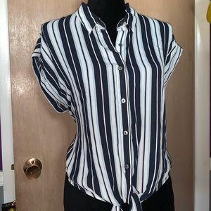 Stripe Blue/White Collar Blouse